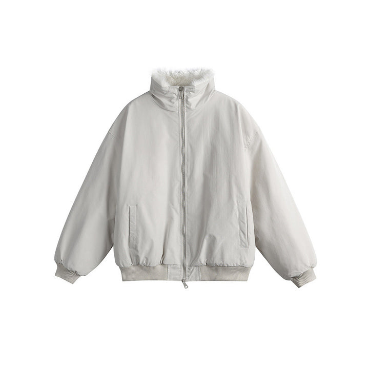 Damen Kurze Boxy-Steppjacke mit hohem Schalkragen, Teddykragen und elastischen Rippbündchen Drune