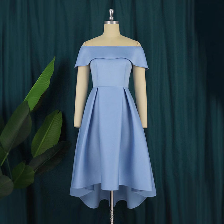 Damen Elegantes Off-Shoulder Kleid mit asymmetrischem Saum Drune