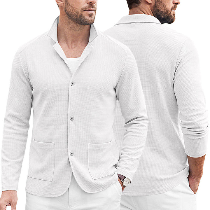 Herren Strickblazer-Cardigan mit Strukturstrick und aufgesetzten Taschen Drune