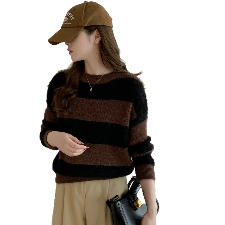 Damen gestreifter Kuschelpullover Drune