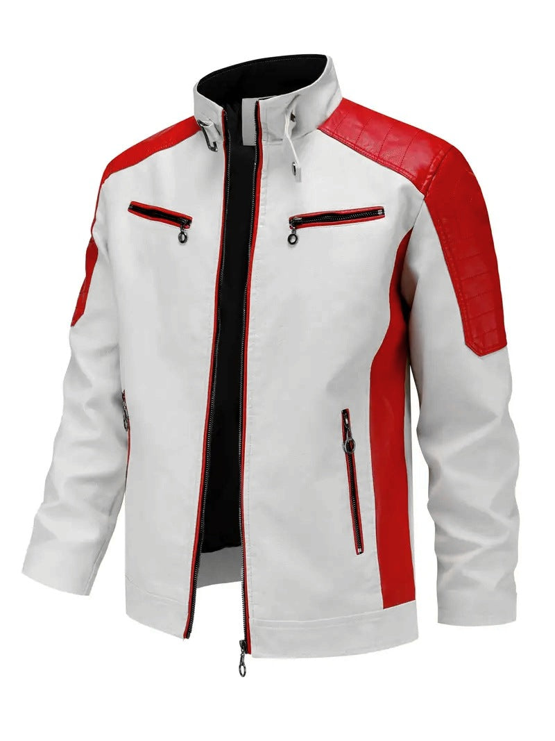 Herren Sportliche Kunstlederjacke mit Reißverschluss Drune