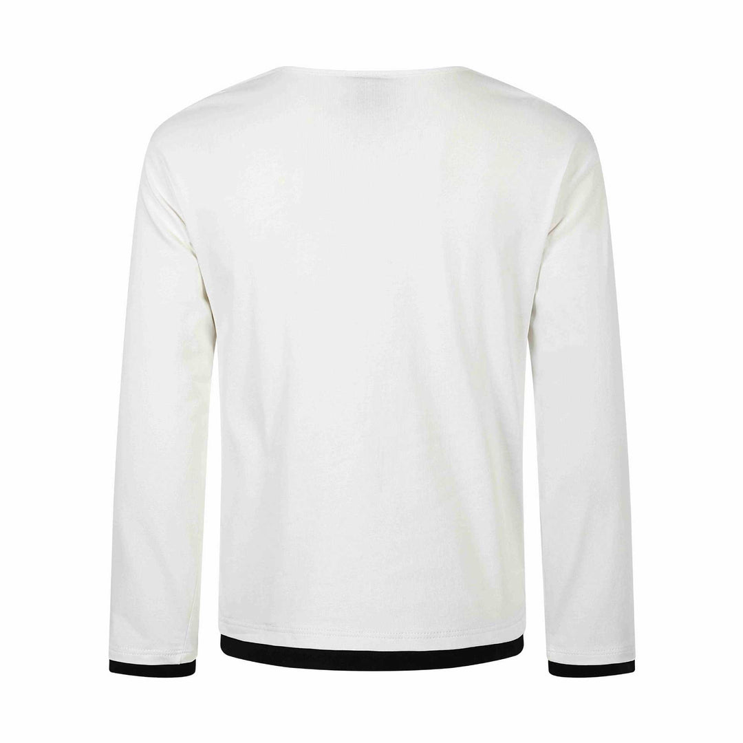 Damen Langarmshirt mit asymmetrischem Schlauchkragen und Grafik‑Music‑Print Drune