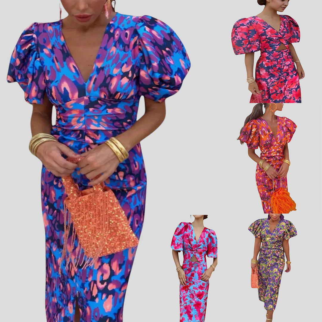Damen Elegantes Kleid mit Volants und Spitzenelementen Drune