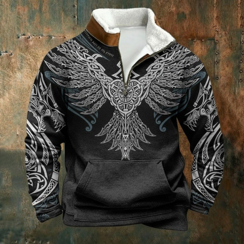 Herren Urbaner Fleece Pullover mit Baum-Motiv Drune