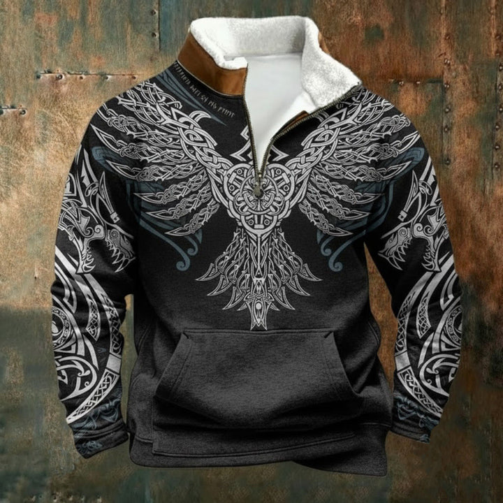 Herren Urbaner Fleece Pullover mit Baum-Motiv Drune