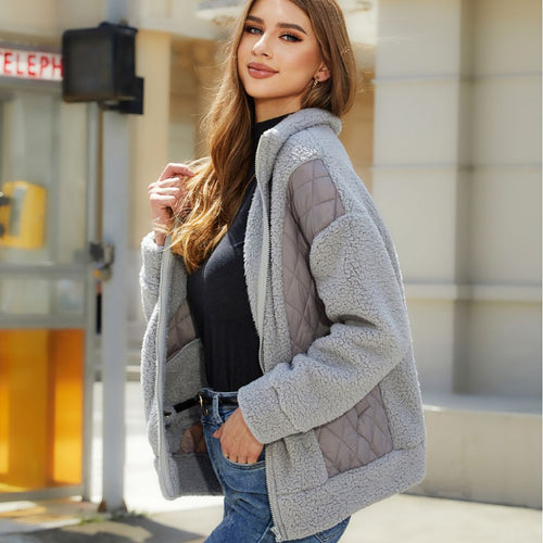 Damen Kuschelige Fleecejacke mit Steppdetails und praktischen Taschen Drune