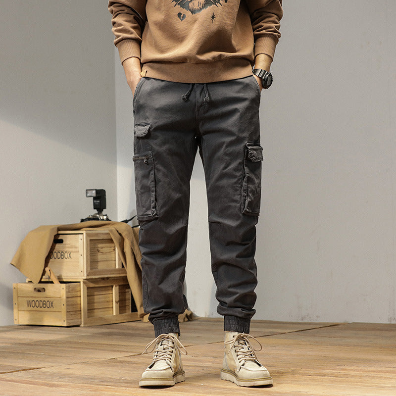 Herren Tapered-Cargo-Jogger aus robustem Canvas mit Utility-Taschen und Elastikbündchen Drune