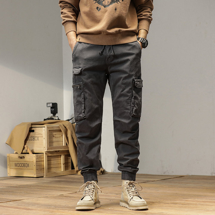 Herren Tapered-Cargo-Jogger aus robustem Canvas mit Utility-Taschen und Elastikbündchen Drune