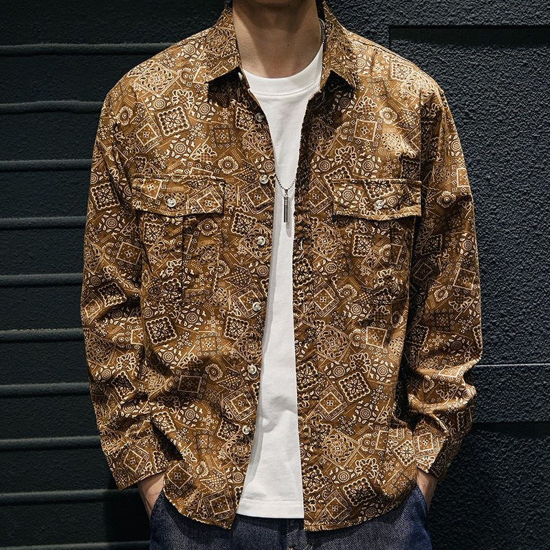 Herren Karierte Hemdjacke mit zwei Brusttaschen Drune