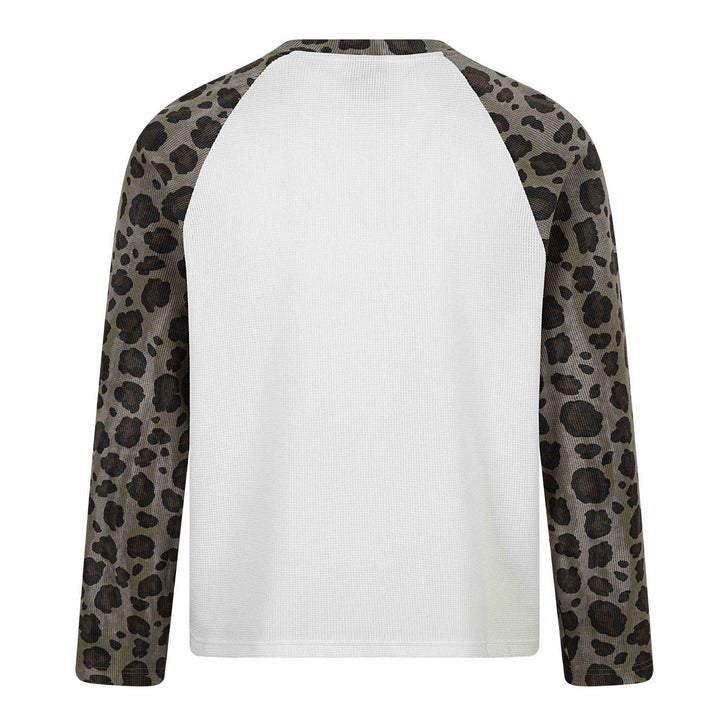 Damen Langarm-Thermo-Shirt mit Raglanärmeln und Leopard-Einsätzen Drune