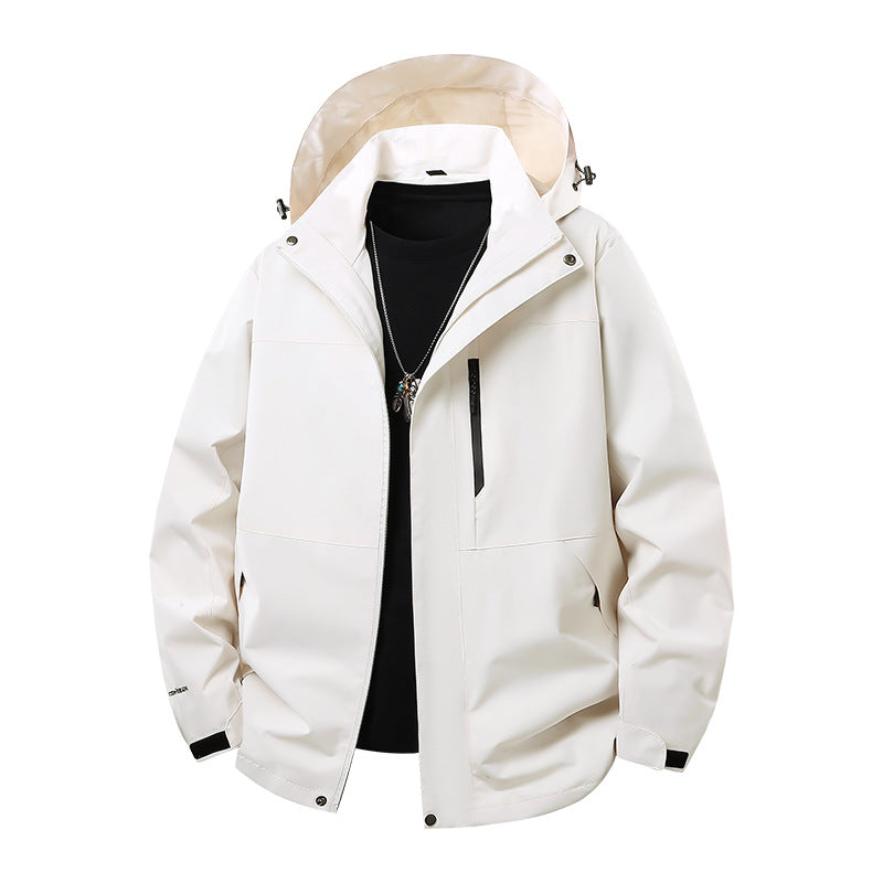 Herren Technische Softshell‑Regenjacke mit verschweißten Nähten, verstellbarer Kapuze und wasserabweisenden Reißverschlüssen Drune