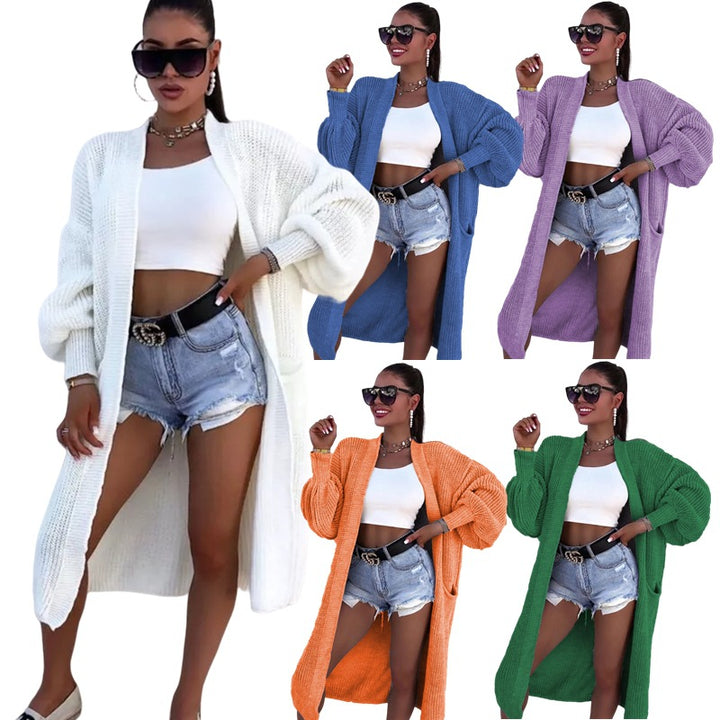 Damen Lange Strickjacke Drune