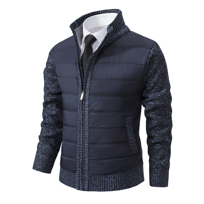 Herren nan gesteppte Hybrid-Strickjacke mit Stehkragen Reißverschluss und Eingrifftaschen Drune