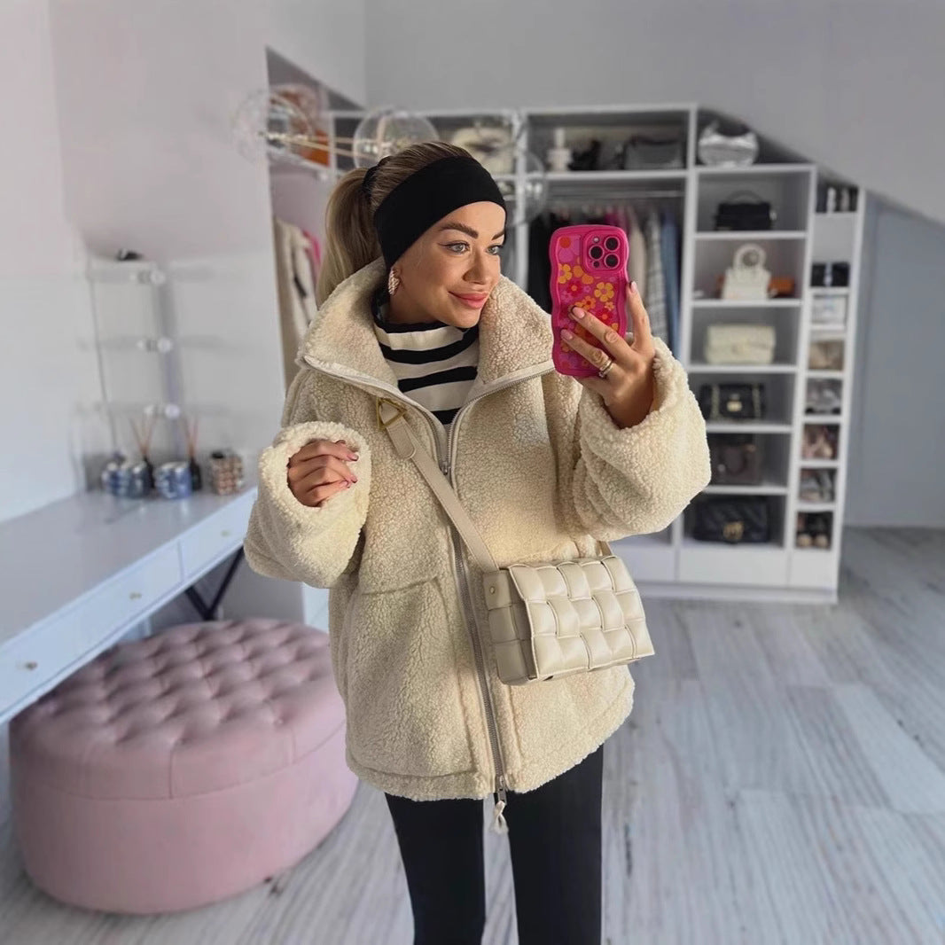 Femme Cozy Sherpa Zip-Up Jacke Drune