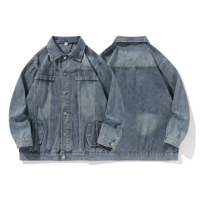 Herren lässige Denimjacke mit klassischen Details Drune