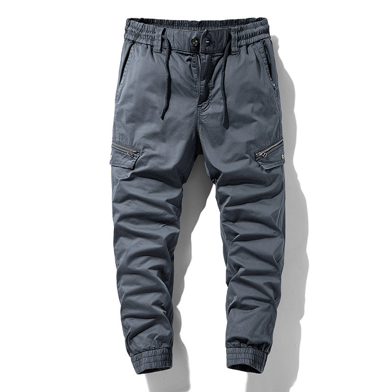 Herren Multifunktionale Cargo-Jogginghose mit Tunnelzugbund, Reißverschluss-Taschen und geripptem Knöchelbündchen Drune