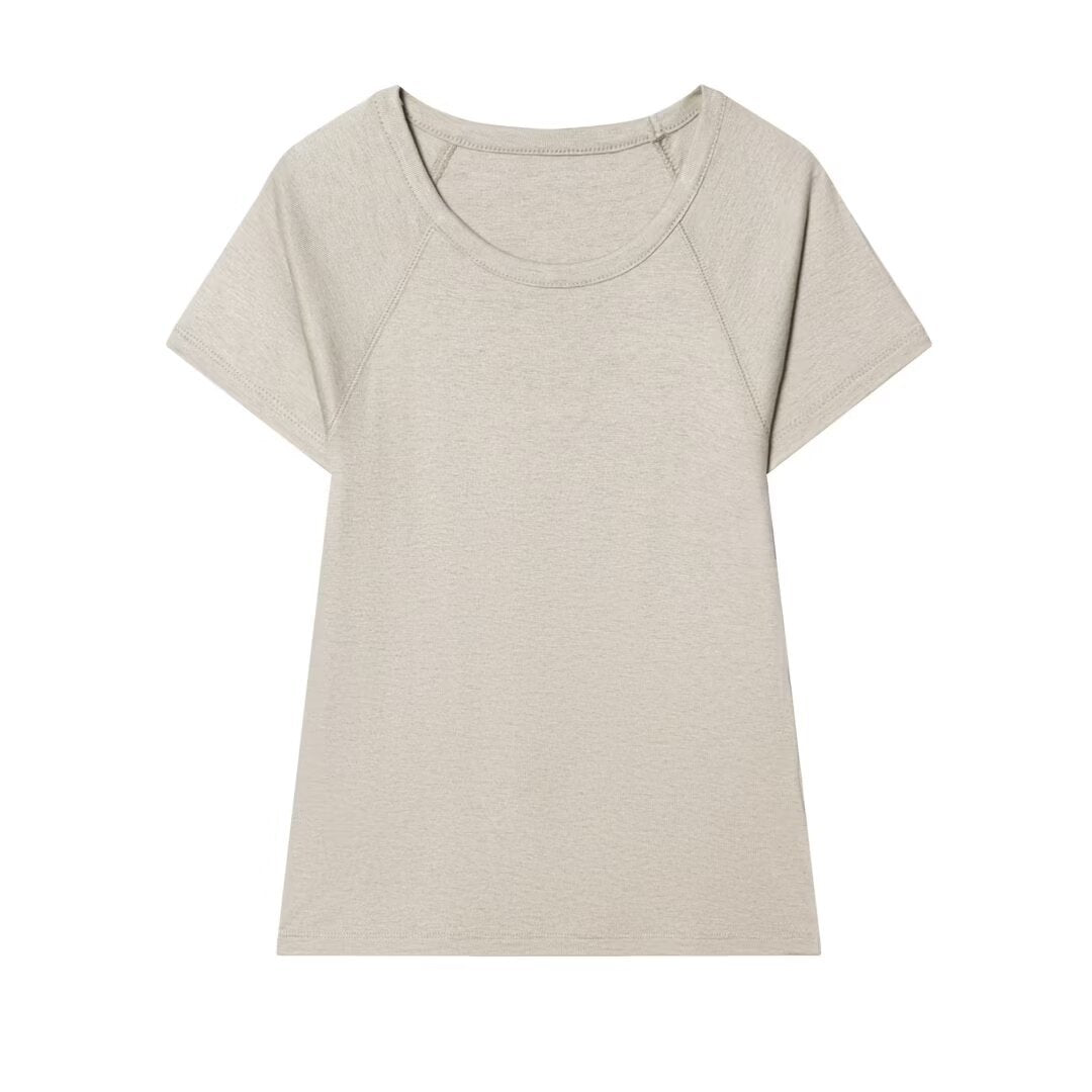 Damen Casual T-Shirt mit rundem Halsausschnitt und bequemen Raglanärmeln Drune