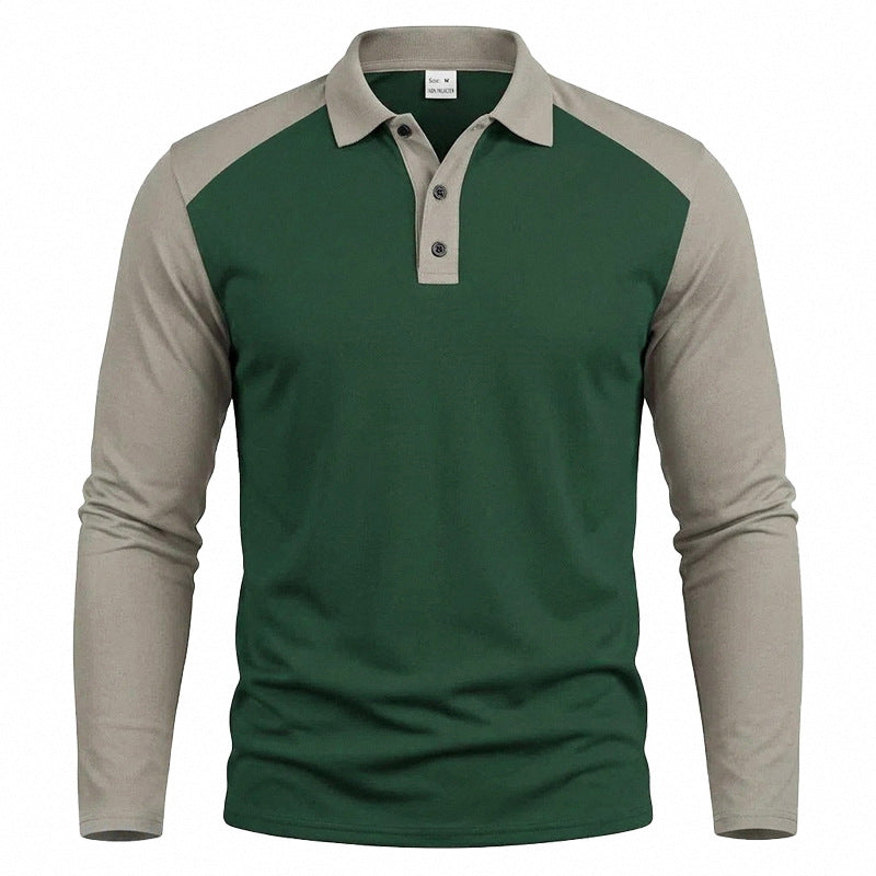 Herren nan langärmeliges Raglan-Polo aus Baumwollmix mit Knopfleiste und ergonomischem Schnitt Drune