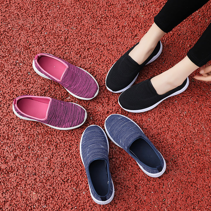 Damen nan leichte Slipper-Walkingschuhe mit atmungsaktivem gestricktem Obermaterial Drune