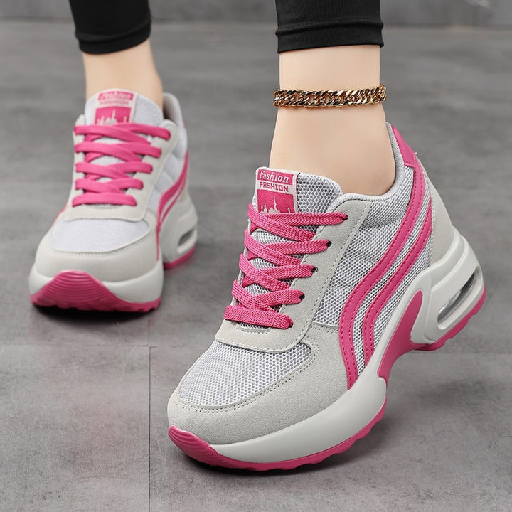 Damen Modische Plateau-Sneaker mit sichtbarer Luftkammer und atmungsaktivem Mesh-Obermaterial Drune