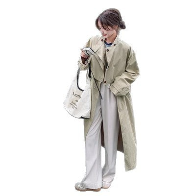 Damen Oversize-Trenchcoat mit Cape‑Rücken, Tunnelzugtaillierung und weiten Ärmeln Drune