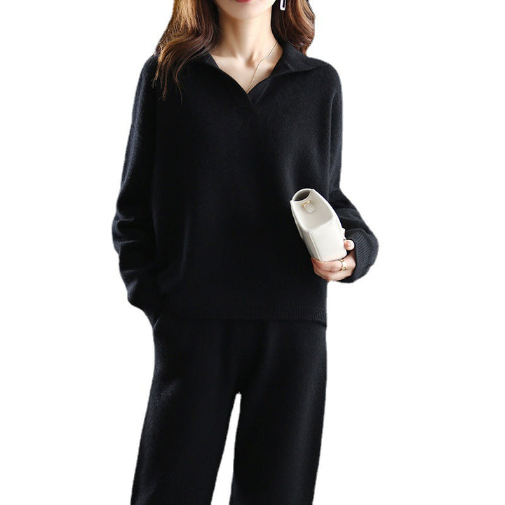 Damen bequemer Strickpullover mit modischem Kragen und lässigem Schnitt Drune