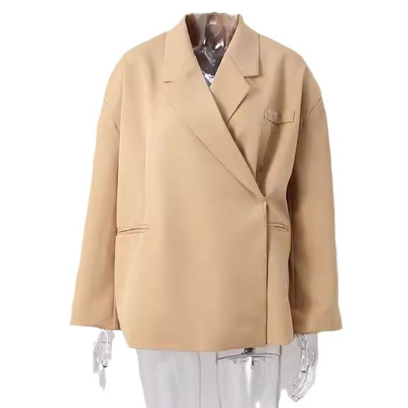 Damen 300+ Boxy-Oversize Blazer mit fallendem Revers, verdeckter Knopfleiste und Leistentaschen Drune