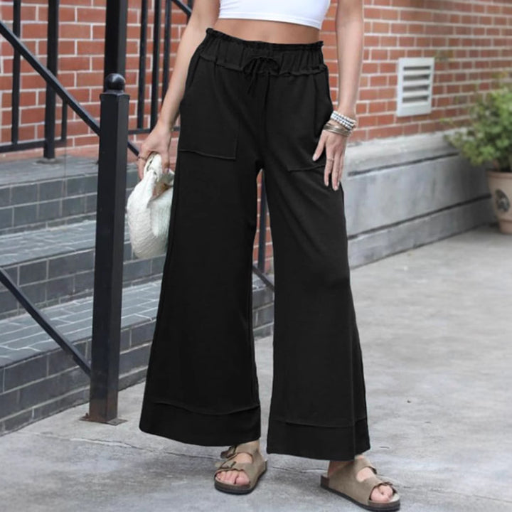 Damen Modische Palazzo-Hose mit elastischem Bund und praktischen Taschen Drune