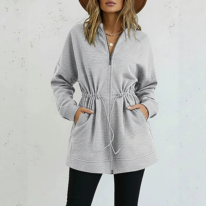 Damen Kapuzenjacke mit Taillen-Zugband, Reißverschluss und Eingrifftaschen Drune