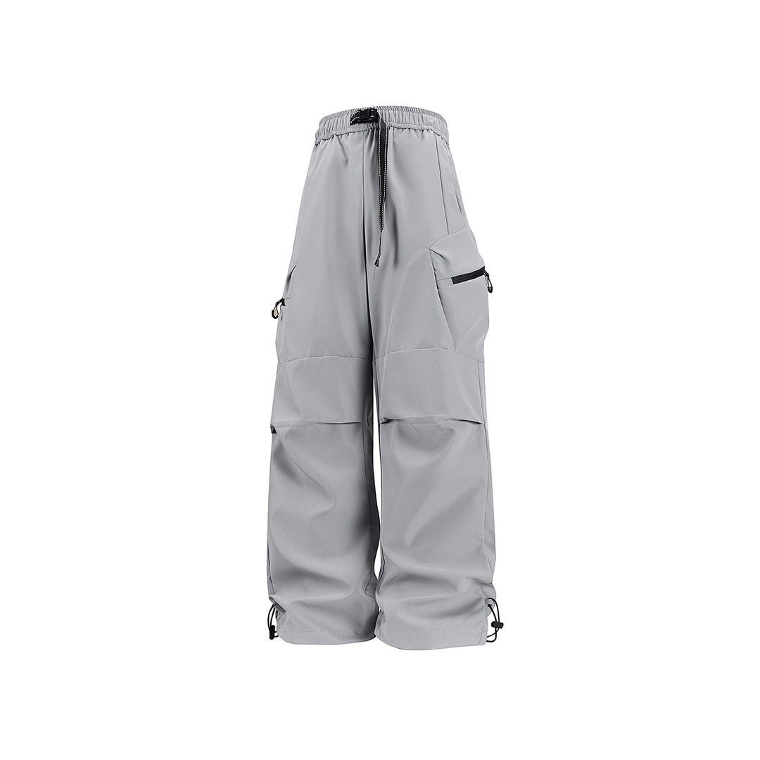 Damen Weite Utility-Cargo-Hose mit Tunnelzugbund, Reißverschluss-Taschen und verstellbaren Beinabschlüssen Drune