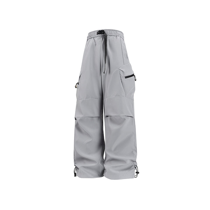Damen Weite Utility-Cargo-Hose mit Tunnelzugbund, Reißverschluss-Taschen und verstellbaren Beinabschlüssen Drune