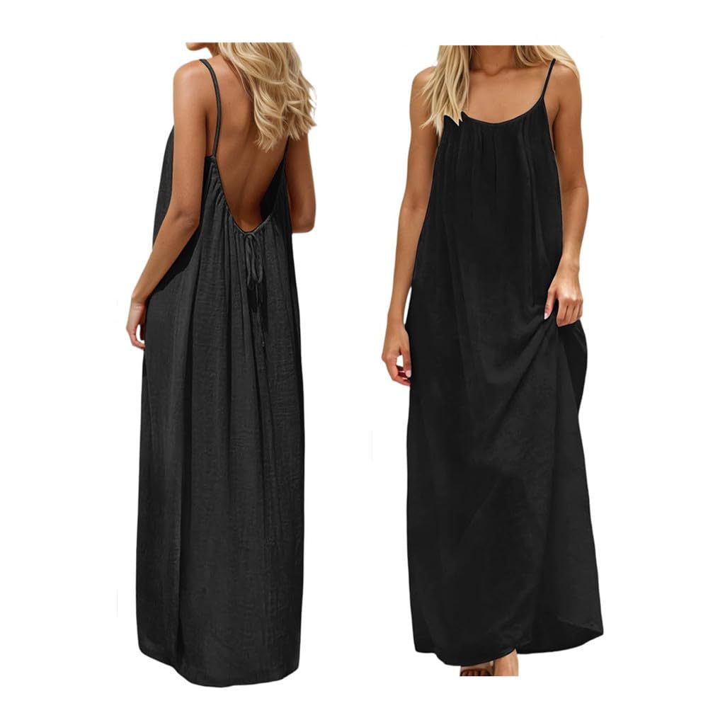 Damen Maxikleid mit tiefem Rücken Drune