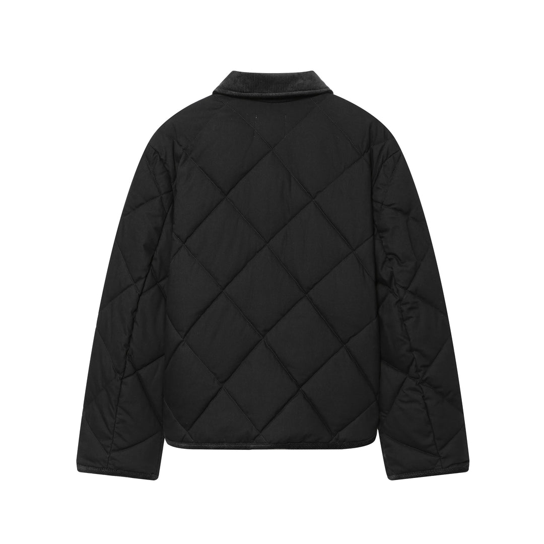 Damen nan diamantgesteppte kurze Boxy-Jacke mit Cordkragen und Metallreißverschluss Drune