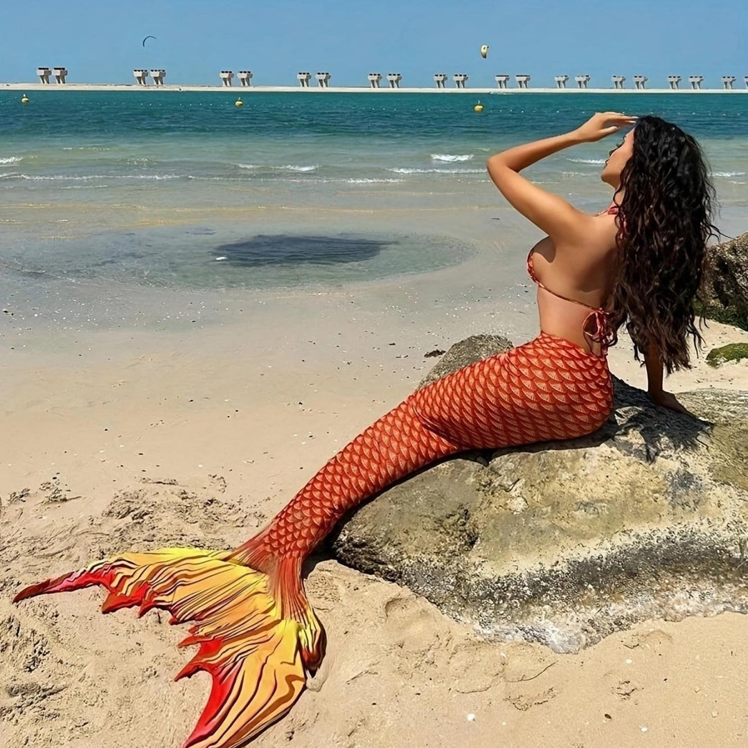 Damen Meerjungfrauen-Bikini mit schimmerndem Schwanzfisch-Muster Drune
