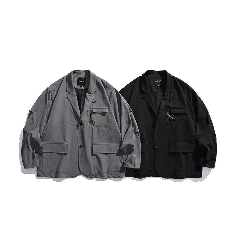 Herren Oversized Utility-Sakko mit multifunktionalen Taschen Drune