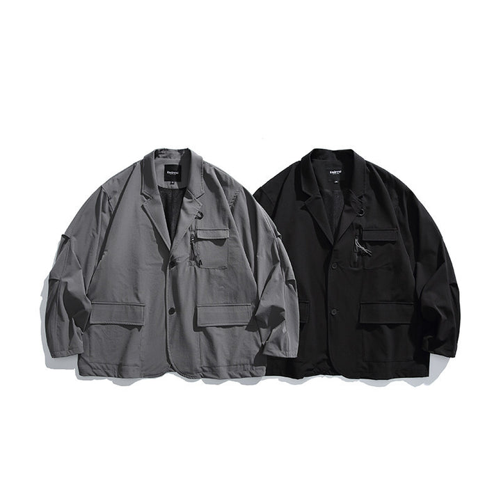 Herren Oversized Utility-Sakko mit multifunktionalen Taschen Drune