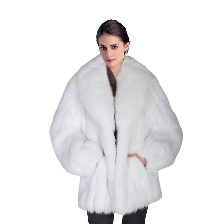 Damen Luxuriöse Kunstfelljacke mit voluminösen Ärmeln Drune