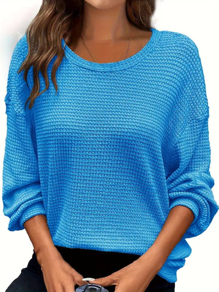 Damen lässiger Strickpullover mit weitem Schnitt und elastischen Bündchen Drune
