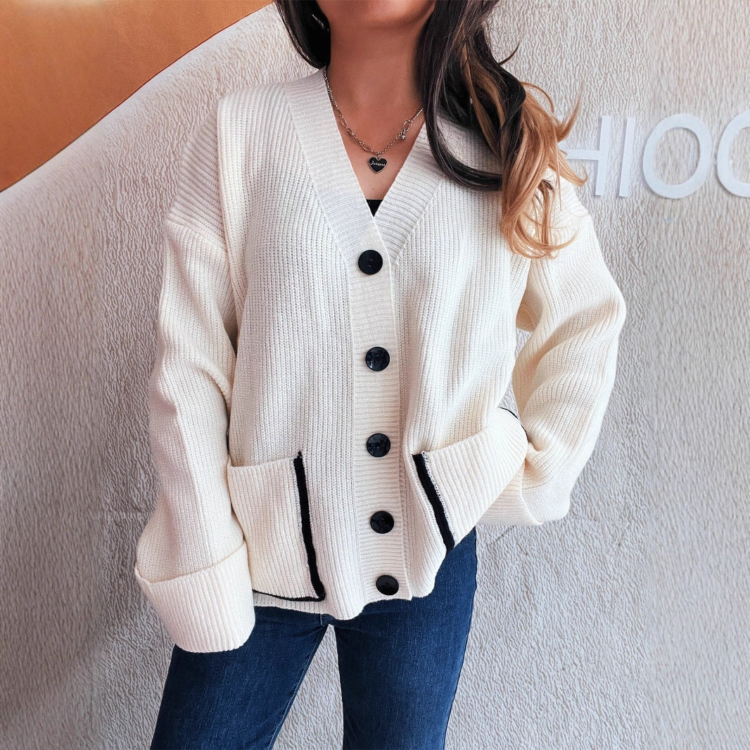 Damen Strickjacke mit eleganten Taschen und strukturiertem Design Drune