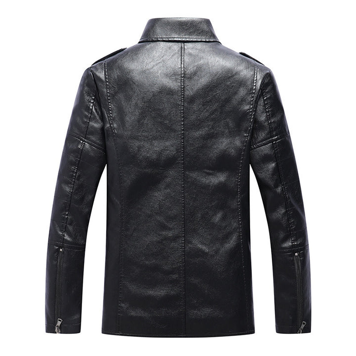 Herren Slim Fit Kunstleder-Motoblouson im Biker-Look mit gesteppten Armpaneelen und Reverskragen Drune