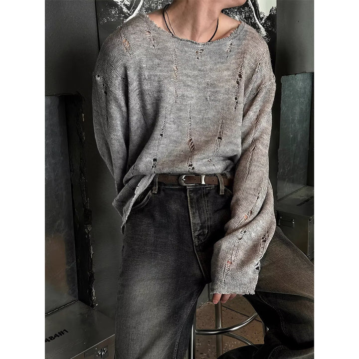 Herren Lässiger, oversized Strickpullover mit Distressed-Details Drune