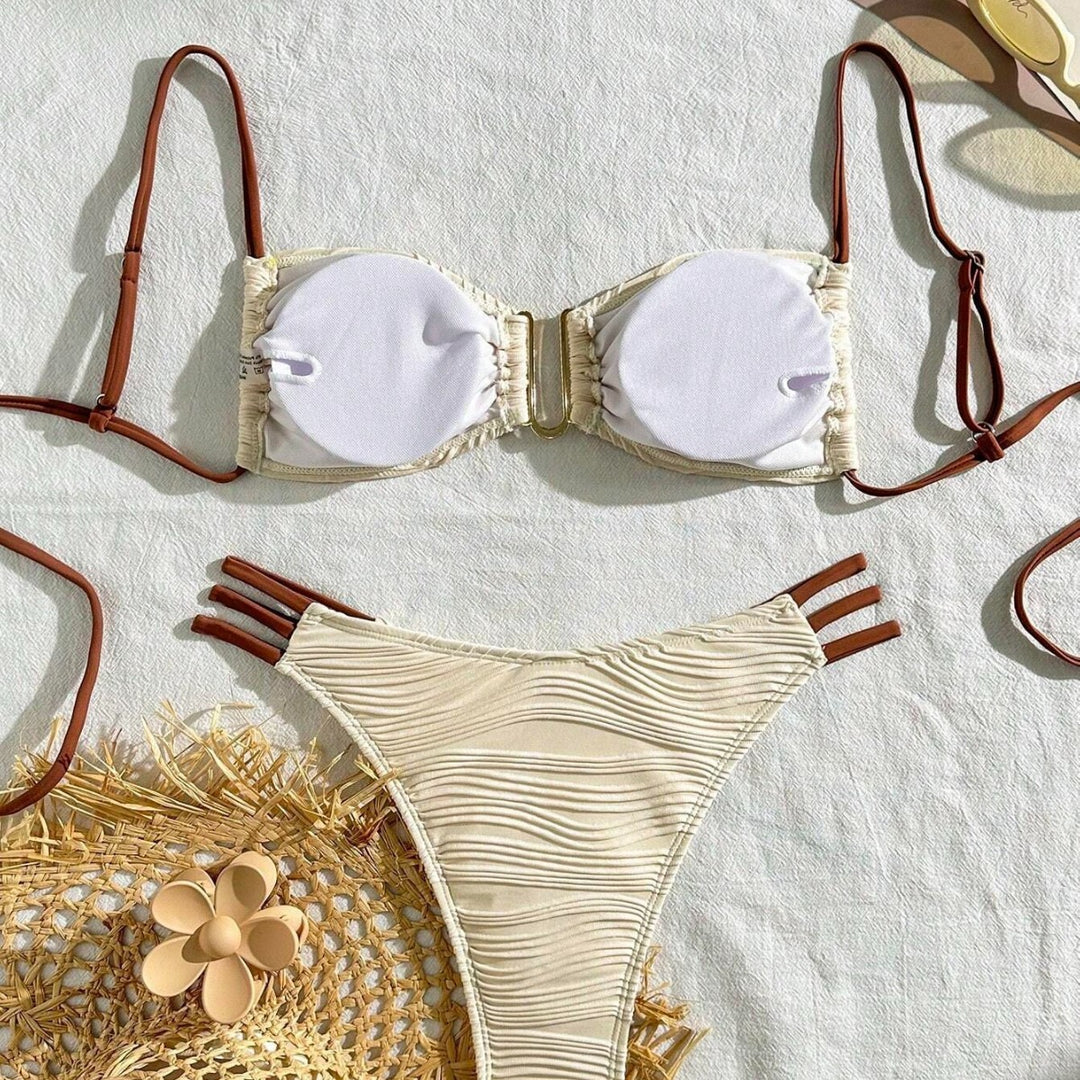 Damen Triangel-Bikini mit elegantem Raffungsdesign und modischen Trägerdetails Drune