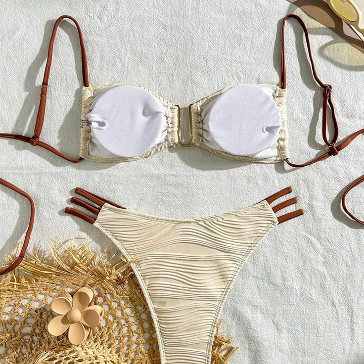 Damen Triangel-Bikini mit elegantem Raffungsdesign und modischen Trägerdetails Drune