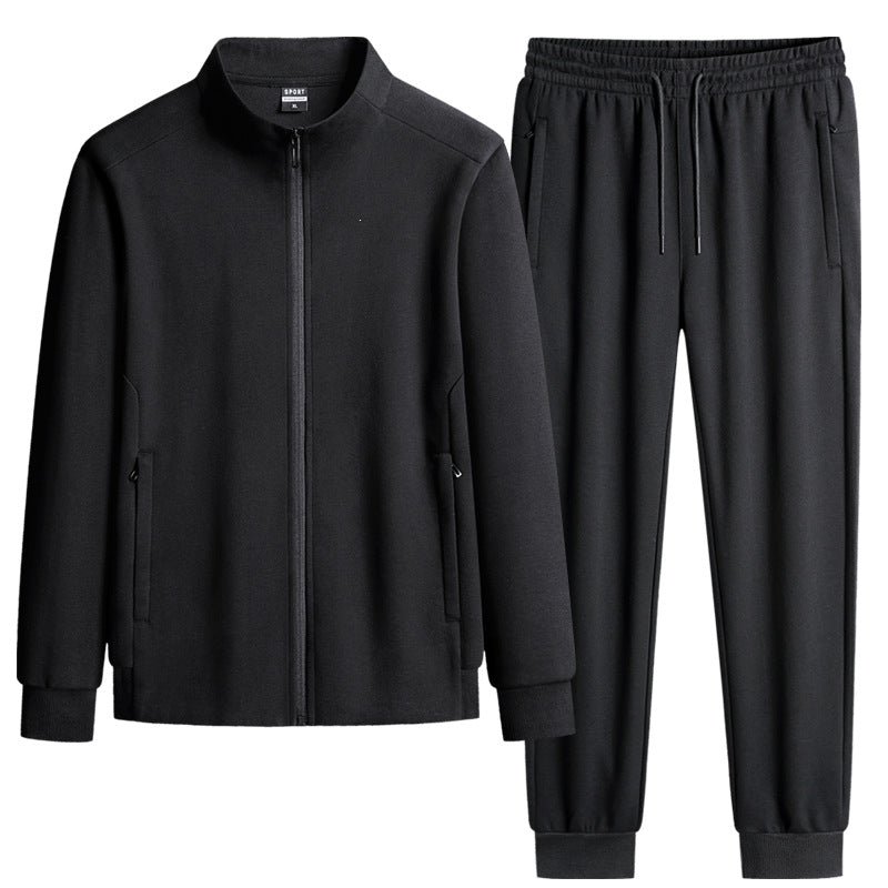 Herren Modernes Freizeit-Trainingsset aus Thermofleece mit Stehkragen‑Zipjacke & konischer Jogginghose Drune