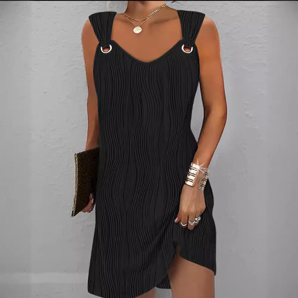 Damen ärmelloses Sommerkleid mit dekorativen Schleifen und leichtem Schnitt Drune