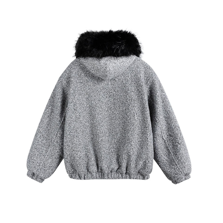 Damen Bouclé-Blousonjacke mit voluminösem Faux-Fur-Kragen und Thermofutter Drune