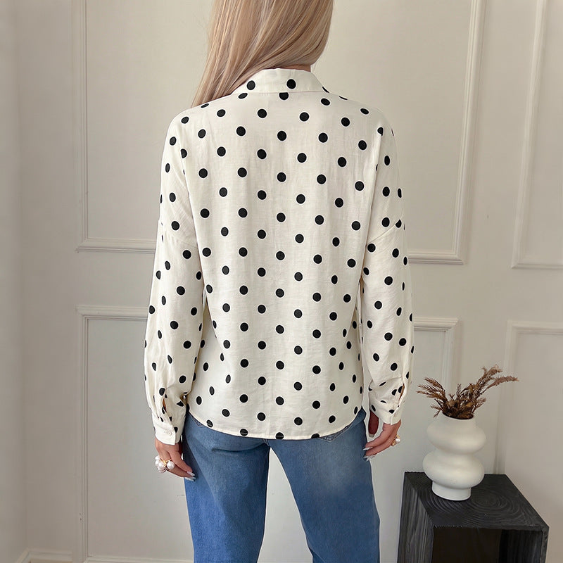 Damen Elegante Bluse mit Punkten Drune