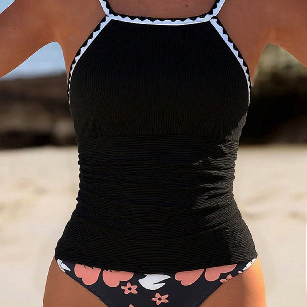 Damen Tankini mit modernem Rüschensaum und floralem Design Drune
