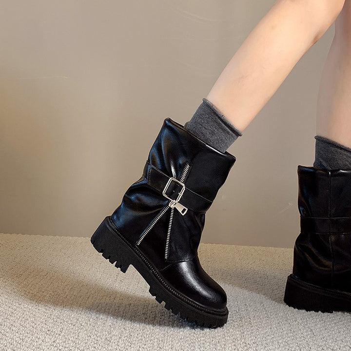 Damen Lässige Stiefeletten mit Schnallen-Design Drune