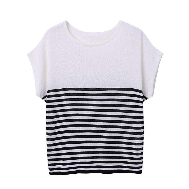 Damen lässiges gestreiftes T-Shirt mit lockerem Schnitt Drune